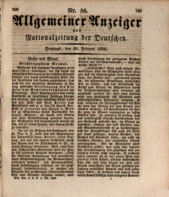 Allgemeiner Anzeiger und Nationalzeitung der Deutschen (Allgemeiner Anzeiger der Deutschen) Freitag 26. Februar 1836