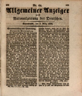 Allgemeiner Anzeiger und Nationalzeitung der Deutschen (Allgemeiner Anzeiger der Deutschen) Samstag 5. März 1836