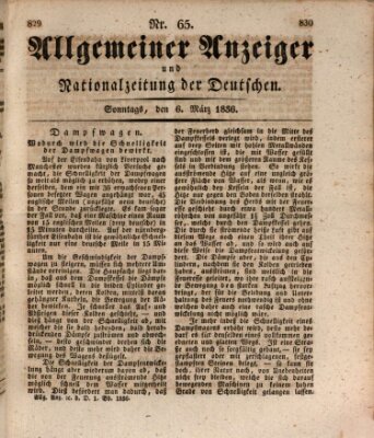 Allgemeiner Anzeiger und Nationalzeitung der Deutschen (Allgemeiner Anzeiger der Deutschen) Sonntag 6. März 1836