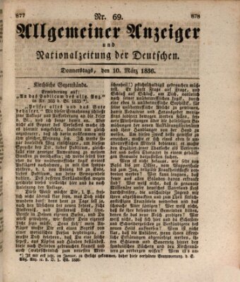 Allgemeiner Anzeiger und Nationalzeitung der Deutschen (Allgemeiner Anzeiger der Deutschen) Donnerstag 10. März 1836