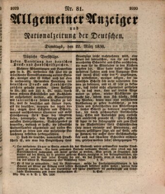 Allgemeiner Anzeiger und Nationalzeitung der Deutschen (Allgemeiner Anzeiger der Deutschen) Dienstag 22. März 1836