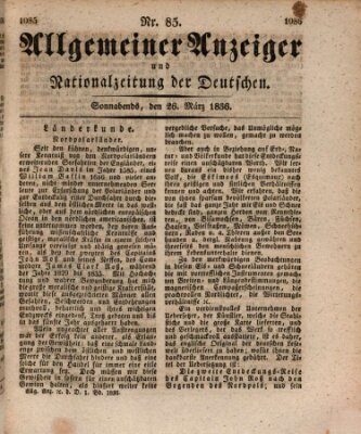 Allgemeiner Anzeiger und Nationalzeitung der Deutschen (Allgemeiner Anzeiger der Deutschen) Samstag 26. März 1836