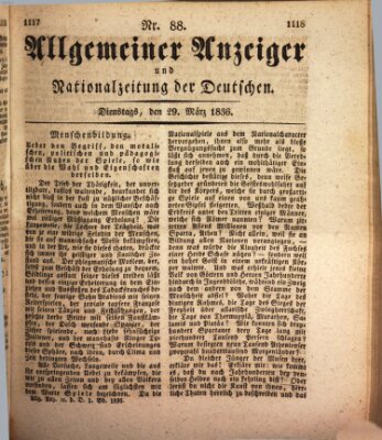 Allgemeiner Anzeiger und Nationalzeitung der Deutschen (Allgemeiner Anzeiger der Deutschen) Dienstag 29. März 1836