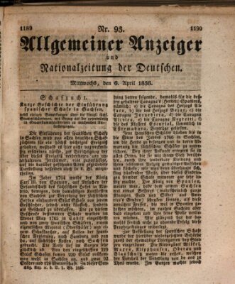 Allgemeiner Anzeiger und Nationalzeitung der Deutschen (Allgemeiner Anzeiger der Deutschen) Mittwoch 6. April 1836