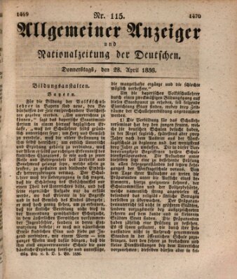 Allgemeiner Anzeiger und Nationalzeitung der Deutschen (Allgemeiner Anzeiger der Deutschen) Donnerstag 28. April 1836