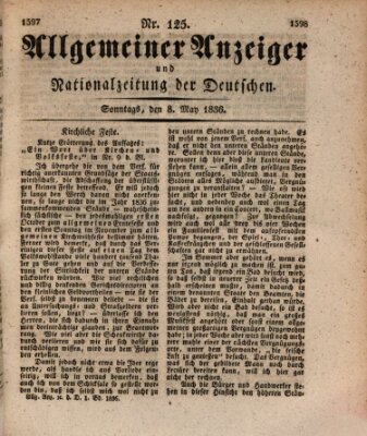 Allgemeiner Anzeiger und Nationalzeitung der Deutschen (Allgemeiner Anzeiger der Deutschen) Sonntag 8. Mai 1836