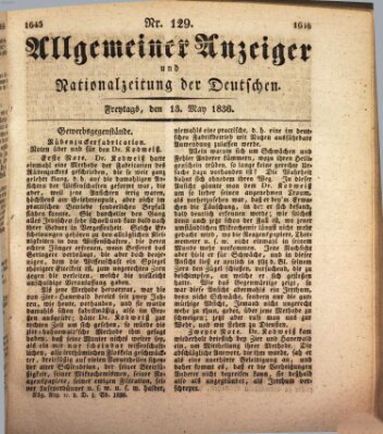 Allgemeiner Anzeiger und Nationalzeitung der Deutschen (Allgemeiner Anzeiger der Deutschen) Freitag 13. Mai 1836