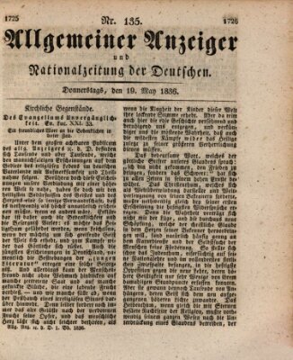 Allgemeiner Anzeiger und Nationalzeitung der Deutschen (Allgemeiner Anzeiger der Deutschen) Donnerstag 19. Mai 1836