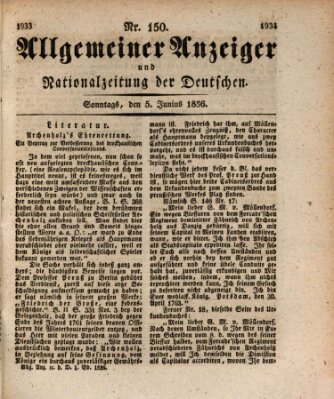 Allgemeiner Anzeiger und Nationalzeitung der Deutschen (Allgemeiner Anzeiger der Deutschen) Sonntag 5. Juni 1836