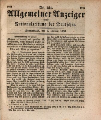 Allgemeiner Anzeiger und Nationalzeitung der Deutschen (Allgemeiner Anzeiger der Deutschen) Donnerstag 9. Juni 1836