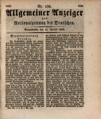 Allgemeiner Anzeiger und Nationalzeitung der Deutschen (Allgemeiner Anzeiger der Deutschen) Samstag 11. Juni 1836