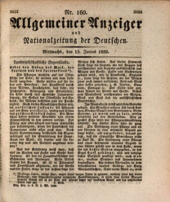 Allgemeiner Anzeiger und Nationalzeitung der Deutschen (Allgemeiner Anzeiger der Deutschen) Mittwoch 15. Juni 1836