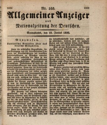 Allgemeiner Anzeiger und Nationalzeitung der Deutschen (Allgemeiner Anzeiger der Deutschen) Samstag 18. Juni 1836