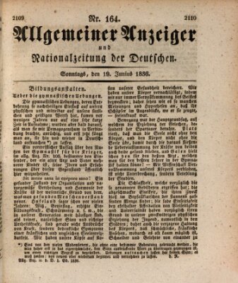 Allgemeiner Anzeiger und Nationalzeitung der Deutschen (Allgemeiner Anzeiger der Deutschen) Sonntag 19. Juni 1836