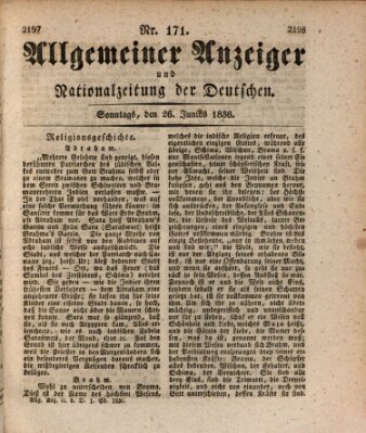 Allgemeiner Anzeiger und Nationalzeitung der Deutschen (Allgemeiner Anzeiger der Deutschen) Sonntag 26. Juni 1836