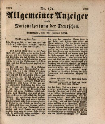 Allgemeiner Anzeiger und Nationalzeitung der Deutschen (Allgemeiner Anzeiger der Deutschen) Mittwoch 29. Juni 1836