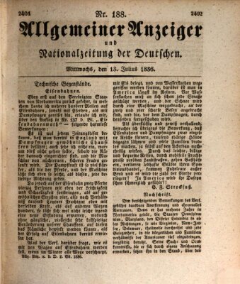 Allgemeiner Anzeiger und Nationalzeitung der Deutschen (Allgemeiner Anzeiger der Deutschen) Mittwoch 13. Juli 1836