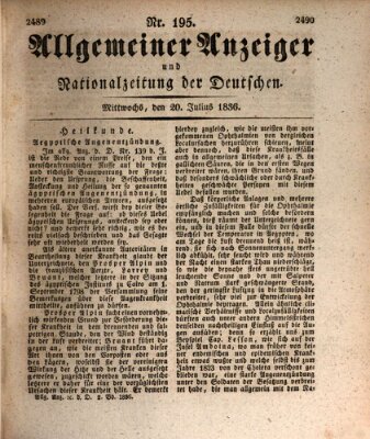 Allgemeiner Anzeiger und Nationalzeitung der Deutschen (Allgemeiner Anzeiger der Deutschen) Mittwoch 20. Juli 1836