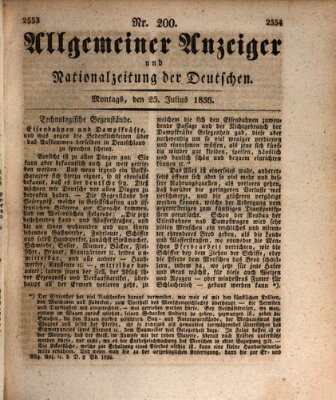 Allgemeiner Anzeiger und Nationalzeitung der Deutschen (Allgemeiner Anzeiger der Deutschen) Montag 25. Juli 1836