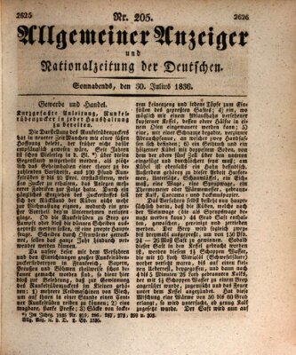 Allgemeiner Anzeiger und Nationalzeitung der Deutschen (Allgemeiner Anzeiger der Deutschen) Samstag 30. Juli 1836