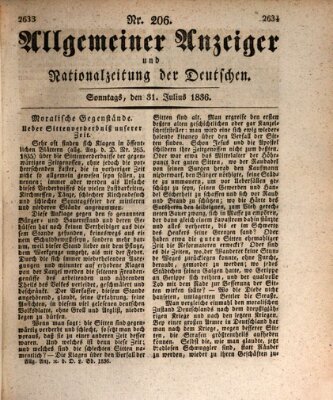 Allgemeiner Anzeiger und Nationalzeitung der Deutschen (Allgemeiner Anzeiger der Deutschen) Sonntag 31. Juli 1836