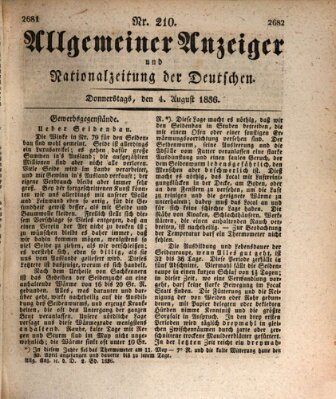 Allgemeiner Anzeiger und Nationalzeitung der Deutschen (Allgemeiner Anzeiger der Deutschen) Donnerstag 4. August 1836