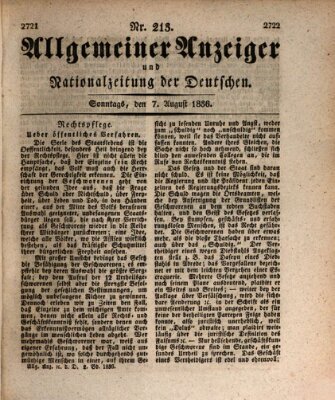 Allgemeiner Anzeiger und Nationalzeitung der Deutschen (Allgemeiner Anzeiger der Deutschen) Sonntag 7. August 1836