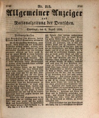 Allgemeiner Anzeiger und Nationalzeitung der Deutschen (Allgemeiner Anzeiger der Deutschen) Dienstag 9. August 1836