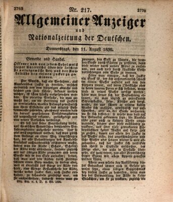 Allgemeiner Anzeiger und Nationalzeitung der Deutschen (Allgemeiner Anzeiger der Deutschen) Donnerstag 11. August 1836