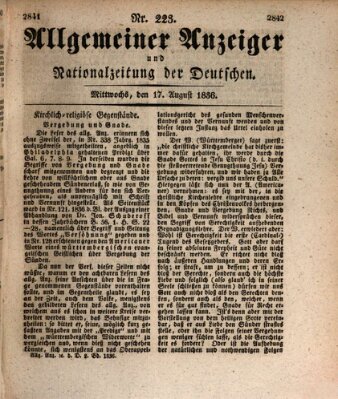 Allgemeiner Anzeiger und Nationalzeitung der Deutschen (Allgemeiner Anzeiger der Deutschen) Mittwoch 17. August 1836