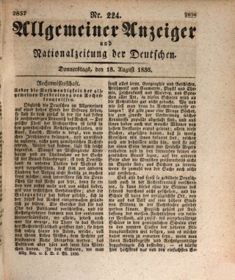 Allgemeiner Anzeiger und Nationalzeitung der Deutschen (Allgemeiner Anzeiger der Deutschen) Donnerstag 18. August 1836