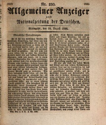 Allgemeiner Anzeiger und Nationalzeitung der Deutschen (Allgemeiner Anzeiger der Deutschen) Mittwoch 24. August 1836