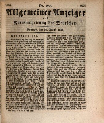 Allgemeiner Anzeiger und Nationalzeitung der Deutschen (Allgemeiner Anzeiger der Deutschen) Montag 29. August 1836