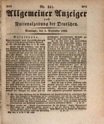 Allgemeiner Anzeiger und Nationalzeitung der Deutschen (Allgemeiner Anzeiger der Deutschen) Sonntag 4. September 1836