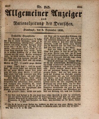 Allgemeiner Anzeiger und Nationalzeitung der Deutschen (Allgemeiner Anzeiger der Deutschen) Dienstag 6. September 1836