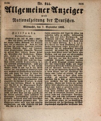 Allgemeiner Anzeiger und Nationalzeitung der Deutschen (Allgemeiner Anzeiger der Deutschen) Mittwoch 7. September 1836