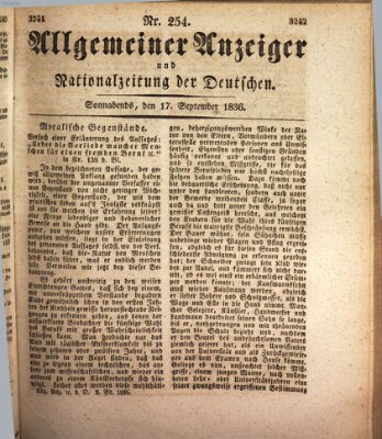 Allgemeiner Anzeiger und Nationalzeitung der Deutschen (Allgemeiner Anzeiger der Deutschen) Samstag 17. September 1836