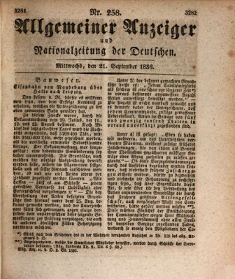 Allgemeiner Anzeiger und Nationalzeitung der Deutschen (Allgemeiner Anzeiger der Deutschen) Mittwoch 21. September 1836