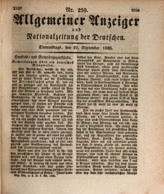 Allgemeiner Anzeiger und Nationalzeitung der Deutschen (Allgemeiner Anzeiger der Deutschen) Donnerstag 22. September 1836