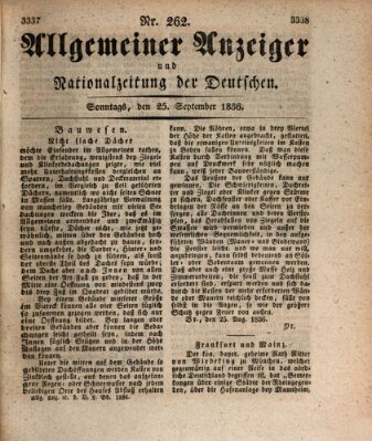 Allgemeiner Anzeiger und Nationalzeitung der Deutschen (Allgemeiner Anzeiger der Deutschen) Sonntag 25. September 1836