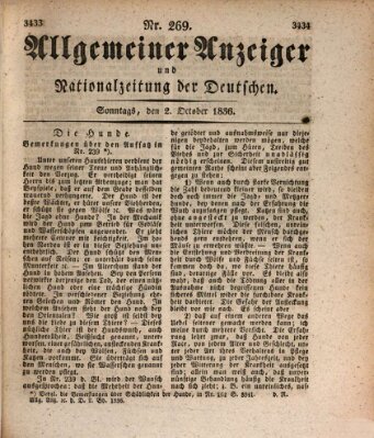 Allgemeiner Anzeiger und Nationalzeitung der Deutschen (Allgemeiner Anzeiger der Deutschen) Sonntag 2. Oktober 1836