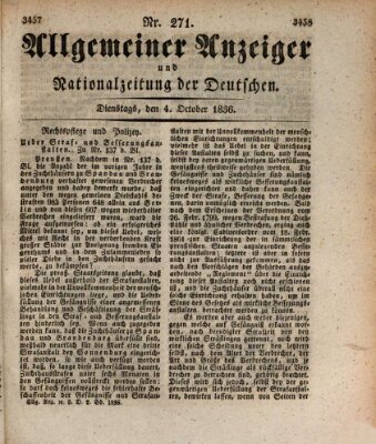 Allgemeiner Anzeiger und Nationalzeitung der Deutschen (Allgemeiner Anzeiger der Deutschen) Dienstag 4. Oktober 1836