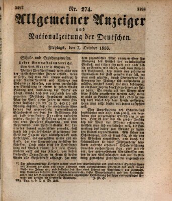 Allgemeiner Anzeiger und Nationalzeitung der Deutschen (Allgemeiner Anzeiger der Deutschen) Freitag 7. Oktober 1836