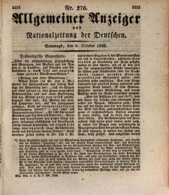 Allgemeiner Anzeiger und Nationalzeitung der Deutschen (Allgemeiner Anzeiger der Deutschen) Sonntag 9. Oktober 1836