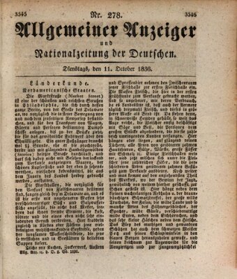 Allgemeiner Anzeiger und Nationalzeitung der Deutschen (Allgemeiner Anzeiger der Deutschen) Dienstag 11. Oktober 1836