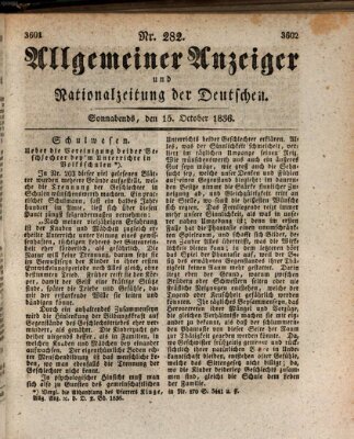 Allgemeiner Anzeiger und Nationalzeitung der Deutschen (Allgemeiner Anzeiger der Deutschen) Samstag 15. Oktober 1836