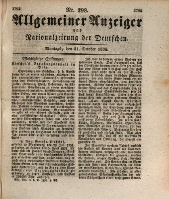 Allgemeiner Anzeiger und Nationalzeitung der Deutschen (Allgemeiner Anzeiger der Deutschen) Montag 31. Oktober 1836