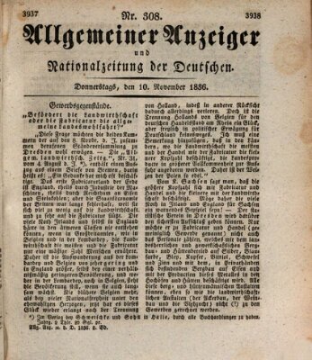 Allgemeiner Anzeiger und Nationalzeitung der Deutschen (Allgemeiner Anzeiger der Deutschen) Donnerstag 10. November 1836