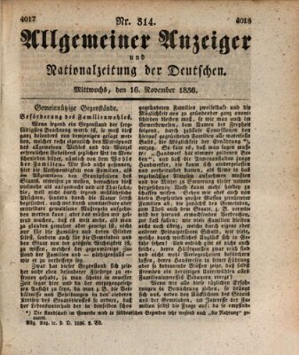 Allgemeiner Anzeiger und Nationalzeitung der Deutschen (Allgemeiner Anzeiger der Deutschen) Mittwoch 16. November 1836