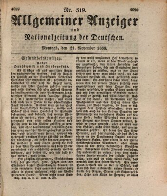 Allgemeiner Anzeiger und Nationalzeitung der Deutschen (Allgemeiner Anzeiger der Deutschen) Montag 21. November 1836